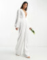 Фото #2 товара Extro & Vert Bridal plunge front satin jumpsuit with balloon sleeves