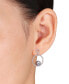 ფოტო #2 პროდუქტის Black Cultured Tahitian Pearl (8mm) & White Sapphire (1-1/10 ct. t.w.) Circle Drop Earrings in 10k White Gold