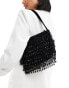 ASOS DESIGN beaded tassel fringe shoulder bag in black