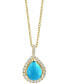 Фото #1 товара EFFY Collection eFFY® Turquoise & Diamond (1/5 ct. t.w.) Teardrop Halo 18" Pendant Necklace in 14k Gold