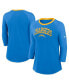 Фото #1 товара Women's Powder Blue Los Angeles Chargers Raglan 3/4 Sleeve T-Shirt