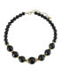 ფოტო #1 პროდუქტის Gold-Tone Black Beaded Strandge 16" Adjustable Necklace