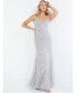 ფოტო #1 პროდუქტის Women's Silver Beaded Fishtail Maxi Dress