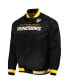 ფოტო #4 პროდუქტის Men's Black Pittsburgh Penguins Satin Full-Snap Varsity Jacket