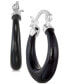 ფოტო #1 პროდუქტის Onyx (20mm) Hoop Earrings in Sterling Silver