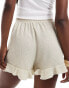 Miss Selfridge textured frill short in stone Серый, L - EU 44-46 - фото #3