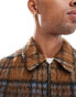 ASOS DESIGN wool look harrington jacket in brown check