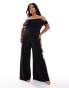 Фото #1 товара ASOS DESIGN Curve off shoulder structured neckline jumpsuit in black