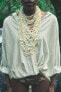 Фото #2 товара Рубашка в полоску с блестящей нитью и узлом ZARA