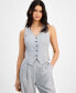 ფოტო #3 პროდუქტის Women's Button-Front V-Neck Vest, Created for Macy's