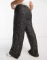 ONLY Curve wide leg trousers in black and gold