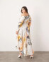 Фото #3 товара ASOS EDITION Curve fallen shoulder maxi dress in blurred floral print