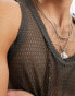 Фото #2 товара ASOS DESIGN relaxed neck open mesh vest in grey