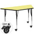 Mobile 29.5''W X 57.25''L Trapezoid Yellow Thermal Laminate Activity Table - Standard Height Adjustable Legs
