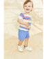 Фото #6 товара Baby 2-Piece Striped Tee & Canvas Shorts Set 9M