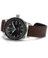 Men's Swiss Automatic Khaki Aviation Converter Brown Leather Strap Watch 42mm