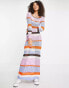 Фото #2 товара NA-KD crochet knitted maxi dress in stripe print