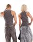 Фото #2 товара Reclaimed Vintage unisex shrunken ribbed vest in washed charcoal