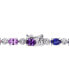 Multi-Color Lab Grown Sapphire (9 7/8 ct. t.w.) and Diamond-Accent Tennis Bracelet in Sterling Silver