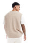 ASOS DESIGN relaxed knitted cable tank in oatmeal