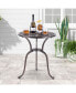 Фото #9 товара 24" Round Cast Aluminum Table Patio Dining Bistro Table with 2 Inch Umbrella Hole