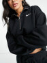 Nike mini swoosh quarter zip sweatshirt in black and sail