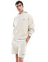 Фото #3 товара Abercrombie & Fitch small scale logo baggy fit sweat shorts in beige CO-ORD