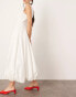 ASOS EDITION high neck drop waist puffball midi dress in white