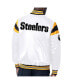 Men's White Pittsburgh Steelers Satin Full-Snap Varsity Jacket