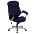 Фото #4 товара High Back Navy Blue Microfiber Contemporary Executive Swivel Chair With Arms
