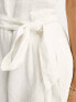 Фото #3 товара Only belted halter neck linen playsuit in white