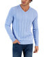 Фото #1 товара Men's Drop-Needle V-Neck Cotton Sweater, Created for Macy's