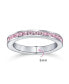 ფოტო #5 პროდუქტის Cubic Zirconia Thin Stackable CZ Channel Set Eternity Band Ring Sterling Silver 3MM