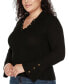 ფოტო #4 პროდუქტის Plus Size Flared Sleeve Johnny Collar Sweater