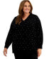 ფოტო #1 პროდუქტის Plus Size Embellished V-Neck Long-Sleeve Sweater