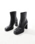 Public Desire Patty2 Wide Fit square toe platform heeled ankle boots in black