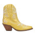 Dingo Primrose Metallic Embroidered Floral Snip Toe Cowboy Booties Womens Yellow