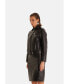 Women's Leather Blazer Jacket, Black