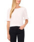 Фото #4 товара Women's Puff-Sleeve Button-Shoulder Knit Top