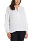 Фото #1 товара Plus Size Solid Gauze Long Sleeve Top