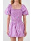 Фото #1 товара Women's Floral Embroidery Smocked Dress with Balloon Detail