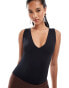 River Island v-neck bodysuit in black