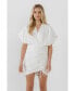 ფოტო #3 პროდუქტის Women's Stretch Linen Shirred Mini Dress