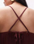 Фото #4 товара Topshop co-ord plisse cowl cropped cami in maroon