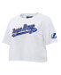 Фото #3 товара Women's White Tampa Bay Lightning Boxy Script Tail Cropped T-shirt