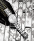 ფოტო #3 პროდუქტის Women's Quartz Crystal Studded Silver-Tone Link Bracelet Watch 36mm