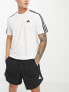 adidas Training Essential 3 stripe t-shirt in white