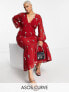 Фото #1 товара Вечернее платье ASOS – Прошитое макси-платье в ягодно-красном цвете