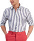 Фото #1 товара Рубашка мужская Club Room Alba Stripe с длинным рукавом из льна, создана для Macy's