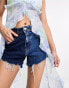 Noisy May two tone denim shorts in blue